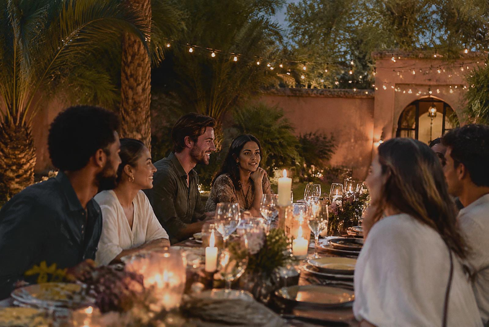 A private group dinner in a villa garden